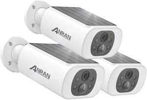 ANRAN 2K 3MP HD Surveillance Camera Outdoor Battery with Solar Panel, Color Night Vision, 2-Way Audio, C3, 3 cameras