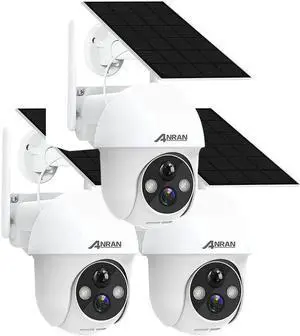 ANRAN 2K 3MP WiFi Outdoor Solar Surveillance Camera Colour Night Vision PIR Human Detection Two-Way Audio 360° Outdoor Camera with Projector Compatible Alexa Q1-3packs