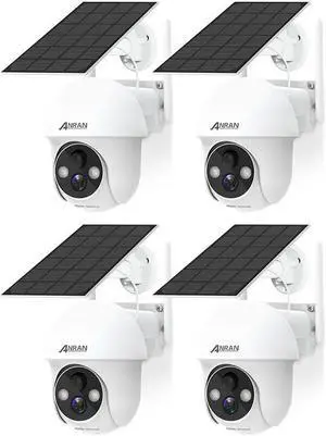 ANRAN 2K 3MP WiFi Outdoor Solar Surveillance Camera Colour Night Vision PIR Human Detection Two-Way Audio 360° Outdoor Camera with Projector Compatible Alexa Q1-4packs