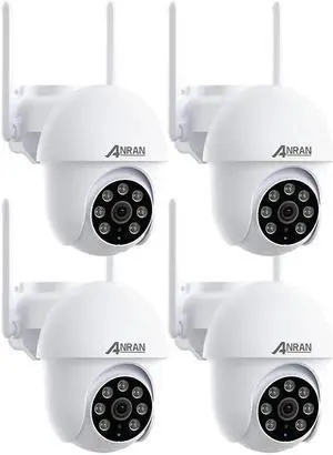 ANRAN 5MP Security Camera Outdoor,2.4G WiFi, 360°Surveillance,No Blind Spots,Human&Vehicle Detection,Color Night Vision,Two Way Talk,IP66 Waterproof,P3- 4packs