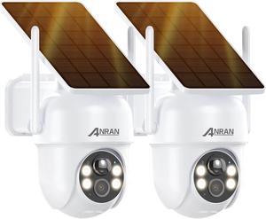 ANRAN 2K 3MP HD Solar Wireless Outdoor Surveillance Camera with Integrated Solar Panel PIR human detection Color night vision Q4-2 packs