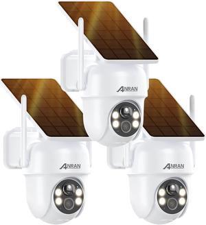 ANRAN 2K 3MP HD Solar Wireless Outdoor Surveillance Camera with Integrated Solar Panel PIR human detection Color night vision Q4-3 packs
