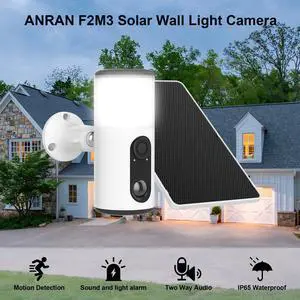 ANRAN Solar Security Camera with Light, 2-in-1 Outdoor Wireless Camera, 3MP 2K QHD Color Night Vision, IP66 Waterproof, Two-Way Audio, AI Motion Detection, Free Cloud Storage, 2-Year Warranty