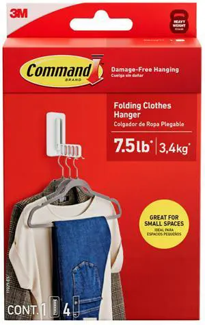 Command Folding Clothes Hanger Organizer, 1 Hook, 5 Rungs Command Folding Clothes Hanger Organizer, 1 Hook, 5 Rungs