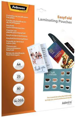 Fellowes A4 Laminating Pouches 25-Pack 160 Micron Fellowes A4 Laminating Pouches 25-Pack 160 Micron