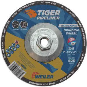Weiler Tiger Pipeliner Grinding Wheel 6" 13,300 RPM Weiler Tiger Pipeliner Grinding Wheel 6" 13,300 RPM