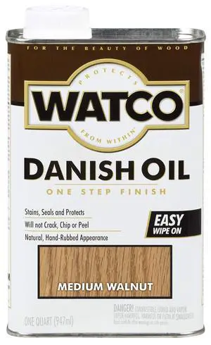 Watco Danish Oil Wood Finish A65941 Quart Medium Walnut Watco Danish Oil Wood Finish A65941 Quart Medium Walnut