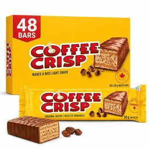 Coffee Crisp Chocolate Candy Bars 50g, 48 Pack Coffee Crisp Chocolate Candy Bars 50g, 48 Pack