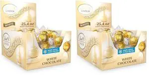 Lindt LINDOR White Chocolate Truffles 25.4 oz 60 Count Pack of 2 Lindt LINDOR White Chocolate Truffles 25.4 oz 60 Count Pack of 2