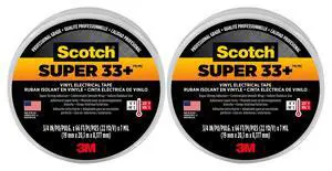 Scotch Super 33+ Vinyl Electrical Tape 3/4 in x 66 ft 2 Pack Scotch Super 33+ Vinyl Electrical Tape 3/4 in x 66 ft 2 Pack