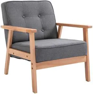 HOMCOM Mid-Century Accent Chair Grey, 25.5"W x 27.5"D x 27.5"H HOMCOM Mid-Century Accent Chair Grey, 25.5"W x 27.5"D x 27.5"H