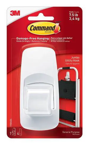 Command Jumbo Plastic Hook 17088-2ES Pack of 2 Command Jumbo Plastic Hook 17088-2ES Pack of 2