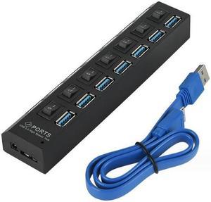 7-Port USB 3.0 Hub Splitter with Independent Switches for Computer