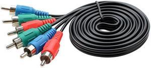 3RCA Male to 3RCA Male RGB Component Video Cable Ypbpr Cord for HDTV - 4.9 Feet