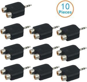 (10-Pack)TRS 3.5mm male aux to 2RCA female stereo adapter