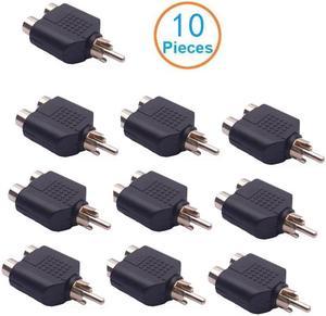 10 pcs RCA male to 2RCA female adapter