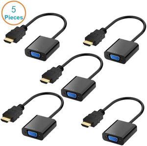 KINGZONE 5 Packs-HDMI to VGA, Gold-Plated HDMI to VGA Adapter (Male to Female),Black