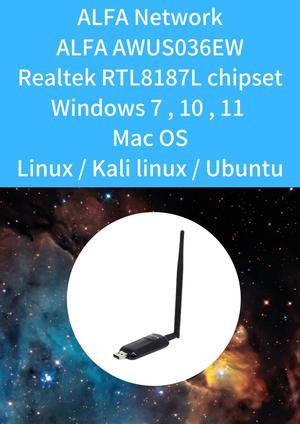ALFA AWUS036EW 802.11n 2.4G RTL8187L chipset Wireless USB Adapter support Windows 11 Mac OS Kali linux Ubuntu