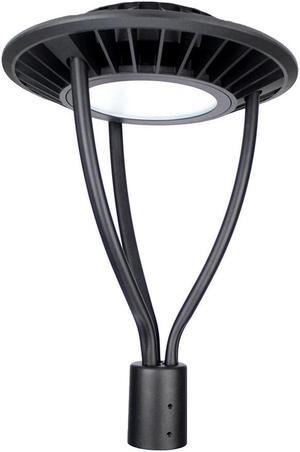 J&H LED Outdoor Weather Resistant Post Top Light, 24 in., 1-Light, Black Die Cast, Line Voltage, 3000K/4000K/5000K, Wattage Adjustable 80W/70W/60W