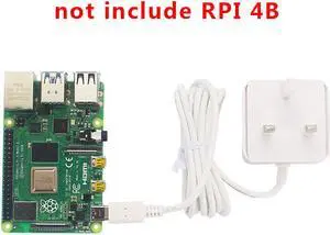 Raspberry Pi Rasmi 4 USB-C Bekalan Kuasa UK 5.1V 3A Penyesuai Kuasa Rasmi 15.3W Putih Kuasa Pengecas untuk Raspberry pi 4 Model B