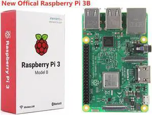Single Board Computer, Raspberry Pi 3 Model B, New Soc BCM2837B0,1.2GHz CPU, 1GB RAM, WiFi/BLE, 40 GPIO Pins