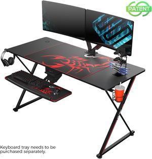 Eureka Gaming® Captain X Series 55'' E-sport Desk, Home Office Gaming Computer Desk, X Shaped Gamer Workstation with Free Controller Stand, Cup Holder, Headphone Hook & Mousepad, Black