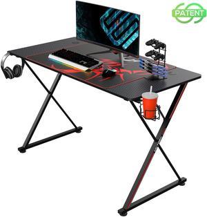 EUREKA ERGONOMIC Gaming Desk 47" Home Office Gaming Computer Desk, X Shaped Gamer Workstation PC Table with Controller Stand Cup Holder Headphone Hook Free Mousepad, Black