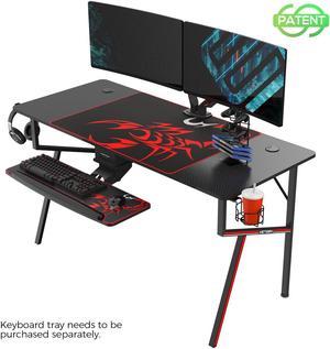 EUREKA ERGONOMIC Gaming Desk 55" K Shaped Large Home Office Gaming Computer Table, with Controller Stand Cup Holder Headphone Hook Free Mousepad, Black
