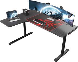 Eureka Ergonomic Gaming Desk, L Shaped Large Space Home Office Computer Desk with Free Mousepad- Black, 60"