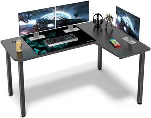 EUREKA ERGONOMIC L Shaped Desk, 60 inch Large Gaming Computer Desk with Free Mouse Pad, Multi-Functional Study Writing Corner Desk for Home Office Laptop Computer Table, Black