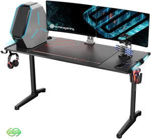 Eureka Ergonomic® 58" RGB Gaming Desk; Home Office Computer Desk with RGB LED Lights, Black