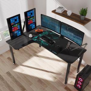 Eureka Ergonomic L-Shaped Corner Desk 60 inch PC Computer Desks, Large Gaming Table with Mouse Pad, Modern Writing Workstation for Home Office Gaming/Working, Black