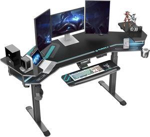 Vitesse Gaming Desk 55 inch, Gaming Computer Desk, PC Gaming Table, T  Shaped Racing Style Professional Gamer Game Station with Full Mouse pad,  Gaming