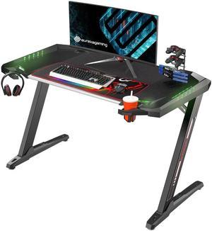 Eureka Ergonomic® Z2 55” Gaming Desk - Gaming Desk for Console & PC Gamers. RGB Lighting, Headphone Hook, and Cup Holder