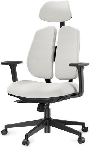 Eureka Ergonomic Dual Backrest Office Chair, Desk Chair with Lumbar Support Off-White