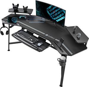 Eureka Ergonomic® Aero 72" Studio Desk, Large Computer Workstation with Full-Covered Mouse Pad and Keyboard Tray Black