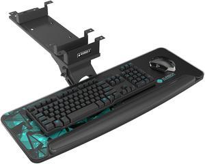 EUREKA ERGONOMIC Height Adjustable Mouse & Keyboard Tray Under Desk, 28 x 10 Inches Large Black Slide Out Swivel Tilt Computer Keyboard Drawer with Mouse Pad for Gaming Home Office Desk, Dual Mount