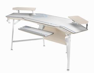 Aero, 72x23 Wing Shaped Studio Desk with Accessories Set Oak