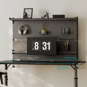 59" x 34" Steel Desk Pegboard Dual Monitor Stand with 4 Modular Accessories for Gaming 59" Black 59" x 34" Steel Desk Pegboard Dual Monitor Stand with 4 Modular Accessories for Gaming 59" Black