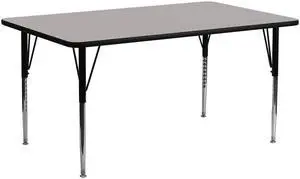 Flash Furniture XU-A3072-REC-GY-H-A-GGRectangular Activity Table with High Pressure Grey Laminate Top/Standard Height Adjustable Legs
