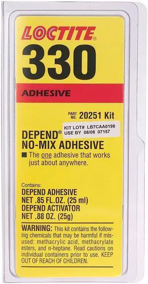 LOCTITE 1690727 Acrylic Adhesive, Syringe, 0.85 oz, Yellow, 5 min Functional