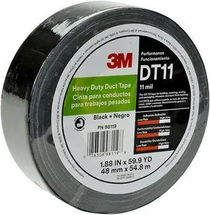 3M DT11 Duct Tape,Black,1 7/8 in x 60 yd,11 mil