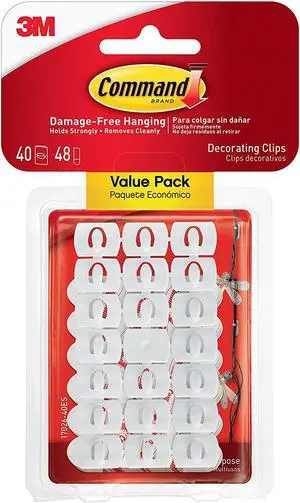 Command Decorating Clips, White, 40Clips 1702640ES