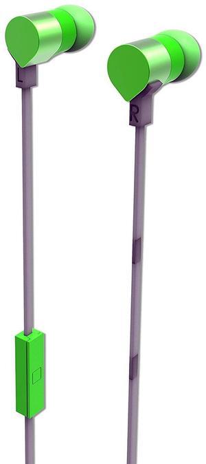 SHARPER IMAGE SHP891GR Premium Tangle Free Earbuds with Mic Compatible with All Devices_ Green