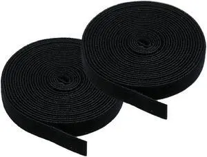 iMBAPrice Pack of 2 5 yard Cable Fastening Tape with .75 inch Hook Black
