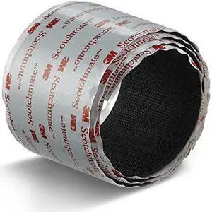 3M 1-5-SJ3527N Reclosable Fastener, Rubber Adhesive, 15 ft, 1 in Wd, Black