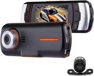 Car Dashcam,  Car DVR Camera 2.7 inch LCD Full HD 1080P 2 Cameras 170 Degree Wide Angle Viewing, Support