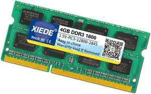 XIEDE DDR3 1600MHz 4GB Double-sided 16 Pieces of 256 Particles Memory RAM Module for Laptop