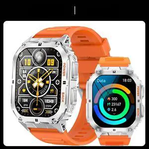Tactical Smart Watch Men 1.96" AMOLED Screen Heart Rate Blood Oxygen Monitoring Fitness Tracker Sport Mode With Compass IP68