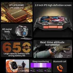 KR80 Smart Watch Men 2inch Large Screen Compass 620mAh Bluetooth Call Outdoor Sports Watches Fitness Smartwatch Men Women